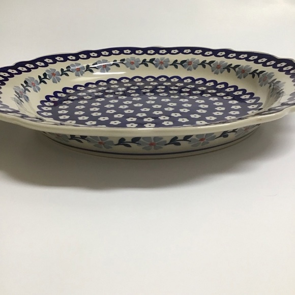 Polish Pottery Daisy Cobalt Blue Bake Serve Dish 13.25” SIGNED Wolak Boleslawiec - Picture 10 of 16